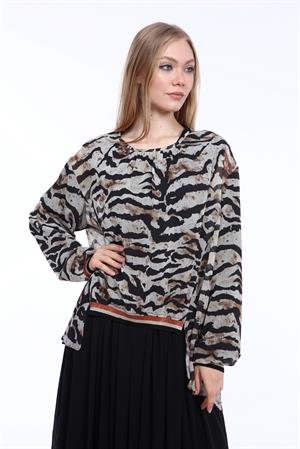 Kadın Zebra Desen Elbise Beige