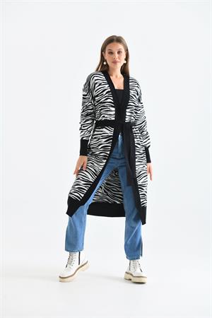 Kadın Zebra Desen Giyçık Siyah