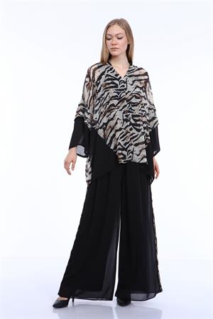 Kadın Zebra Desen İkili Takım Beige