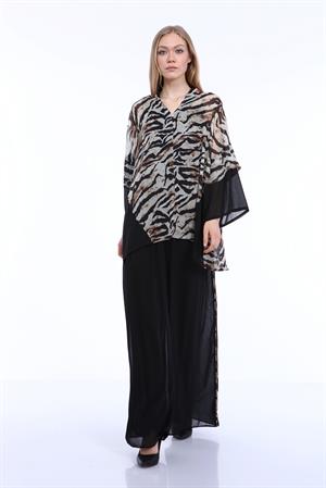 Kadın Zebra Desen İkili Takım Beige