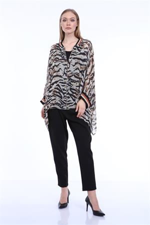 Kadın Zebra Desen Kap Beige