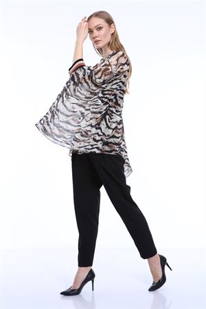 Kadın Zebra Desen Kap Beige