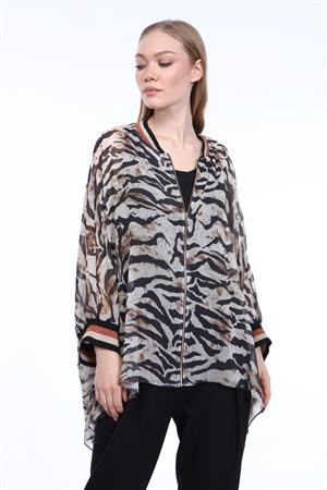 Kadın Zebra Desen Kap Beige