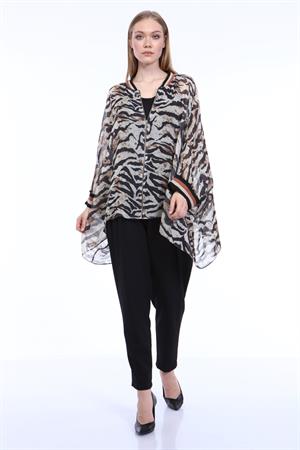 Kadın Zebra Desen Kap Beige