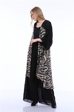 Kadın Zebra Desen Kap Beige