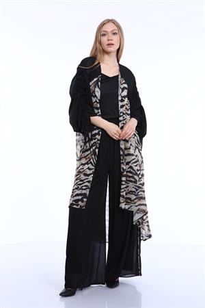 Kadın Zebra Desen Kap Beige
