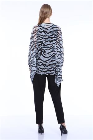 Kadın Zebra Desen Kap Mavi