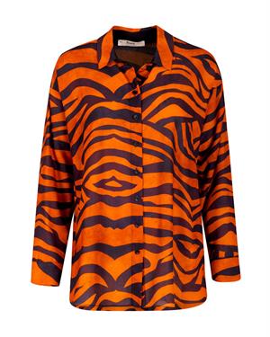 Kadın Zebra Desenli Gömlek Orange