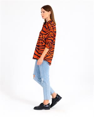 Kadın Zebra Desenli Gömlek Orange