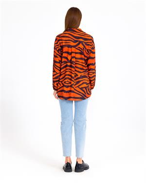 Kadın Zebra Desenli Gömlek Orange