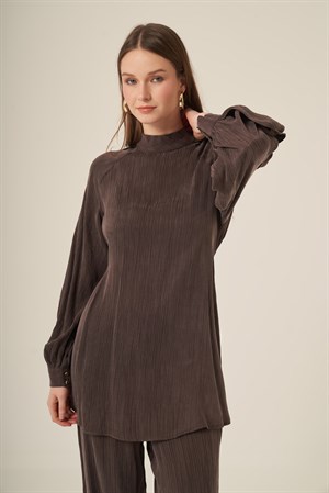 Kadın Zeugma İpek Kupra Takım Kahve