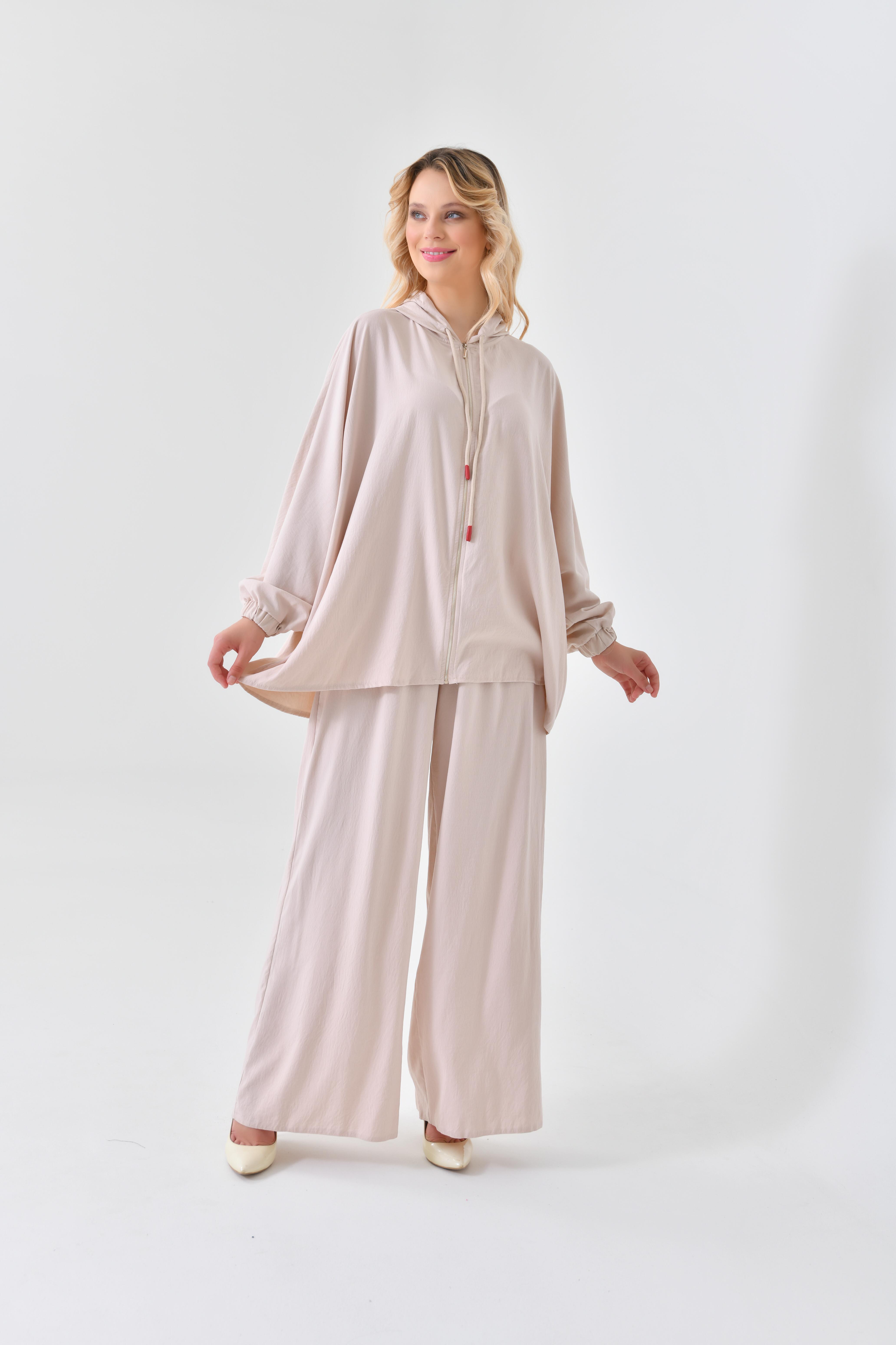Ftz Women Kadın Kapüşonlu Takım Beige