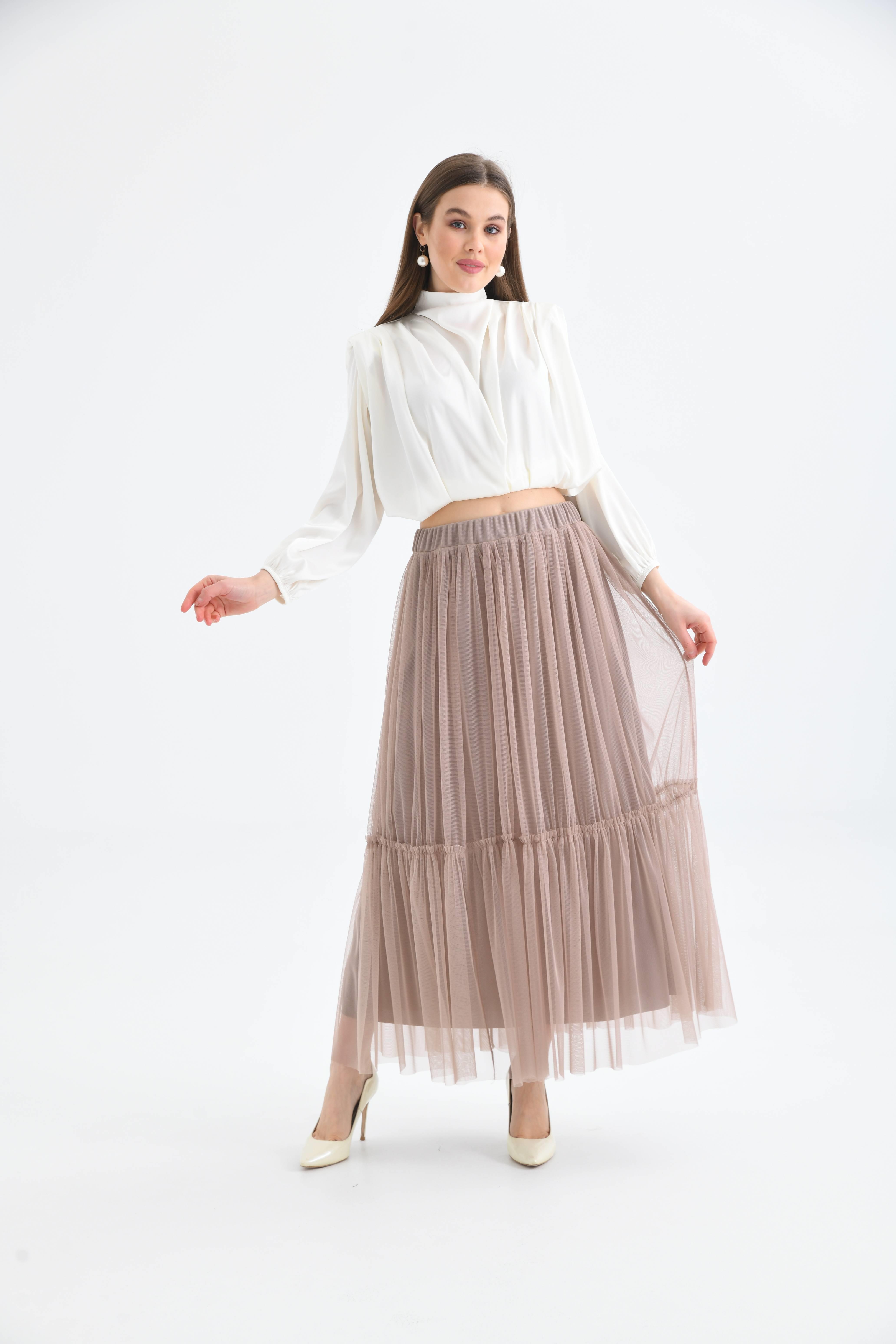Ftz Women Kadın Tül Etek Beige