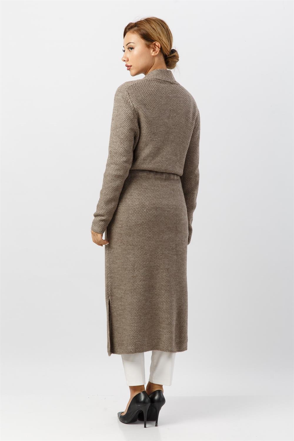 Garmi Kadın Beli Bağcıklı Uzun Hırka BEIGE