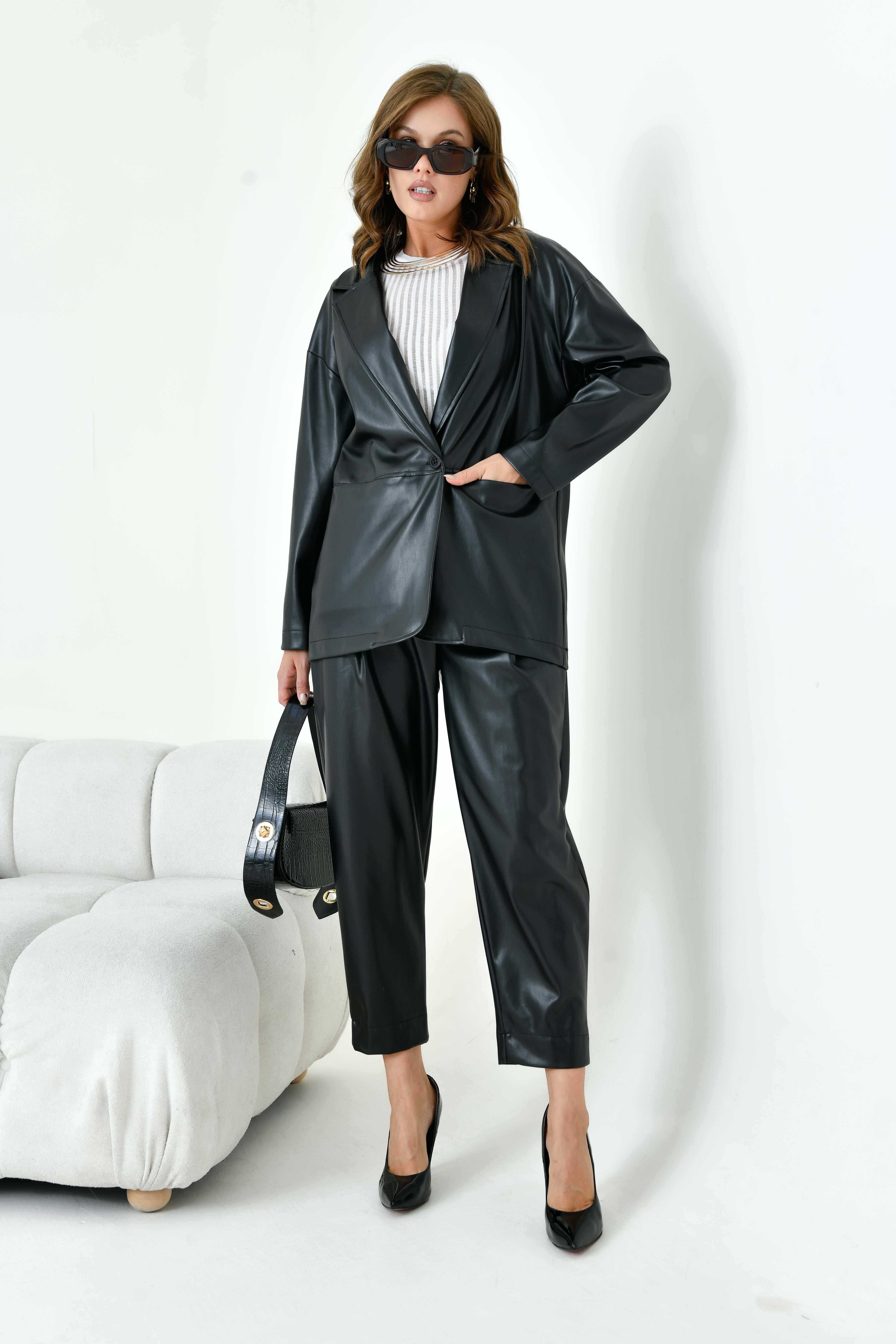 Garmi Kadın Deri Takım Siyah