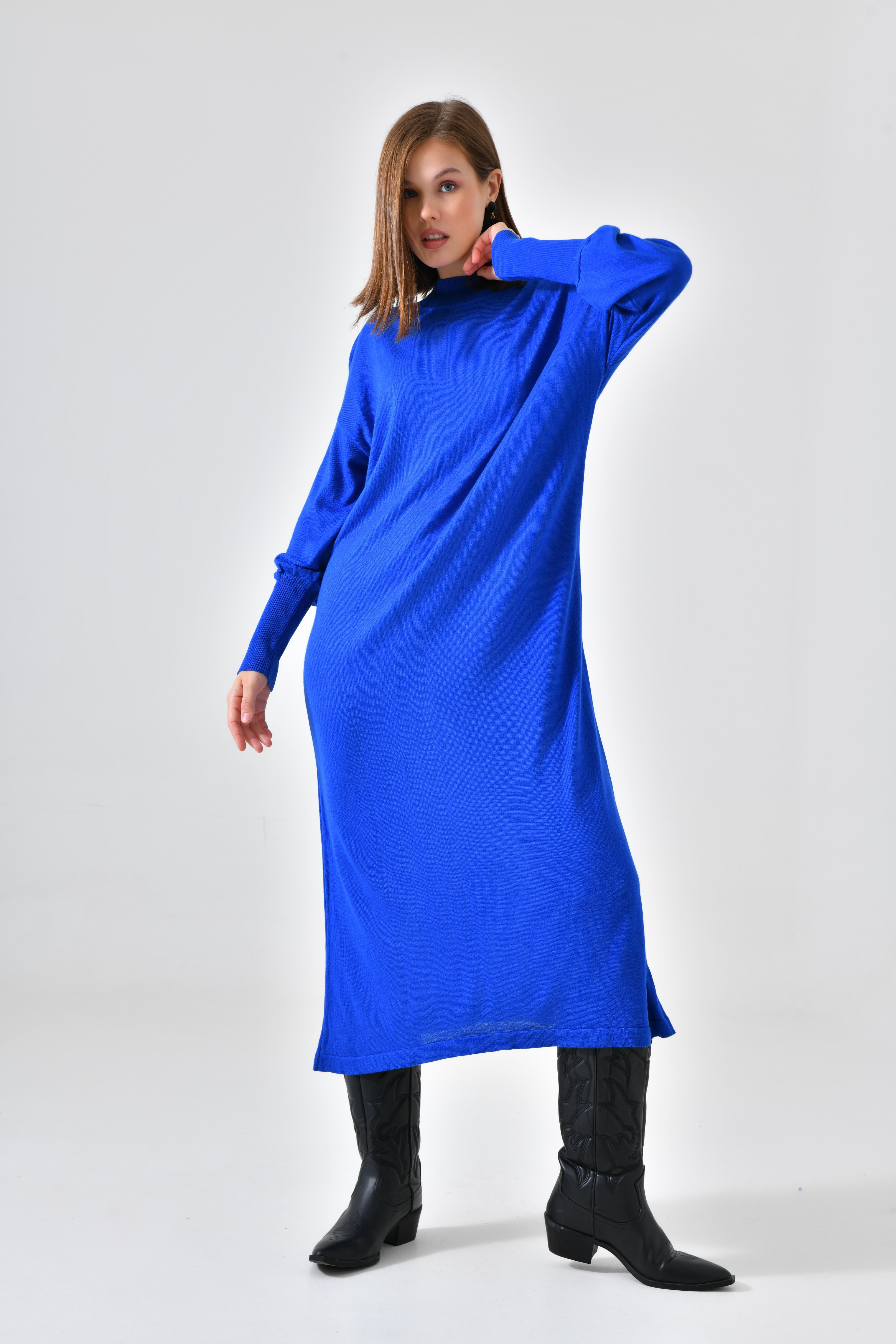 Garmi Kadın DÜz Basic Tunik Saks Mavi