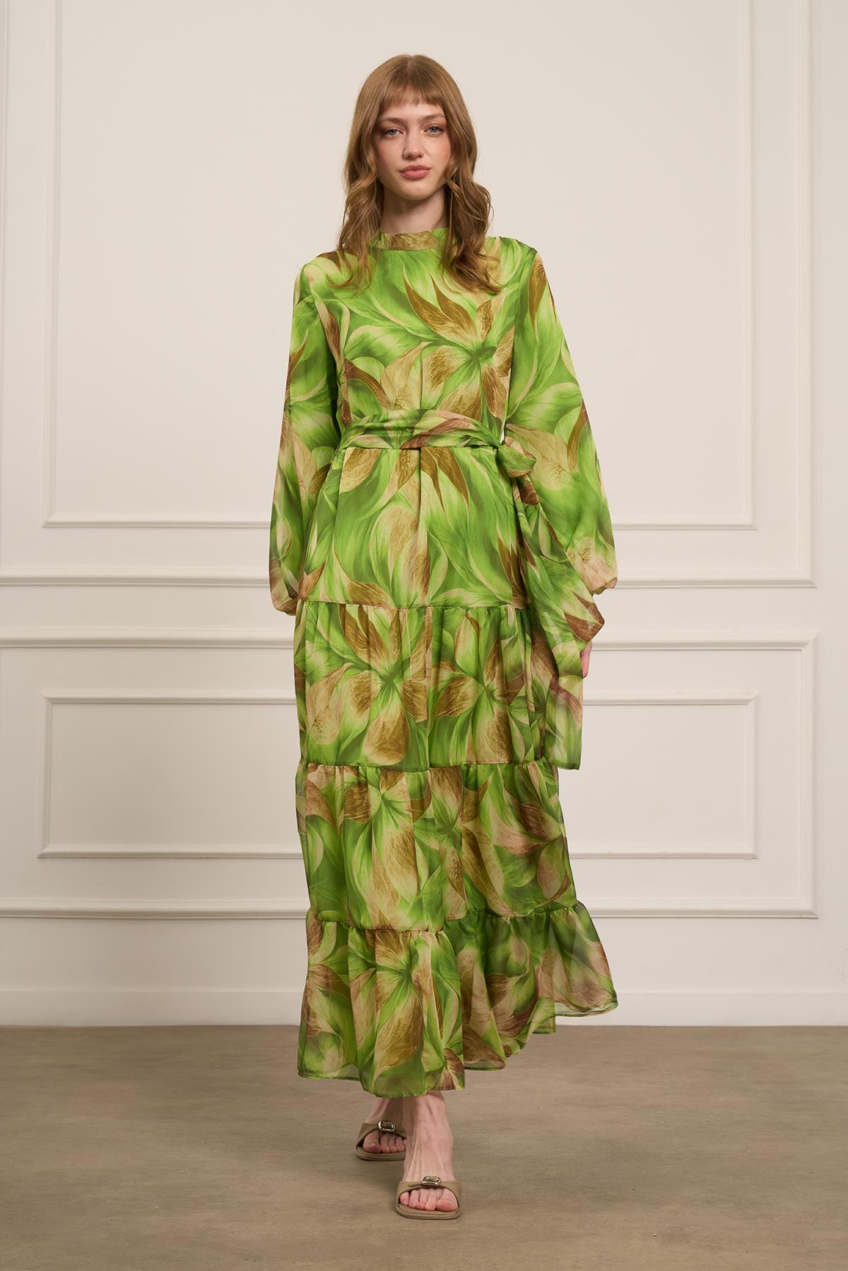 Garmi Kadın İpek Şifon Elbise Yeşil
