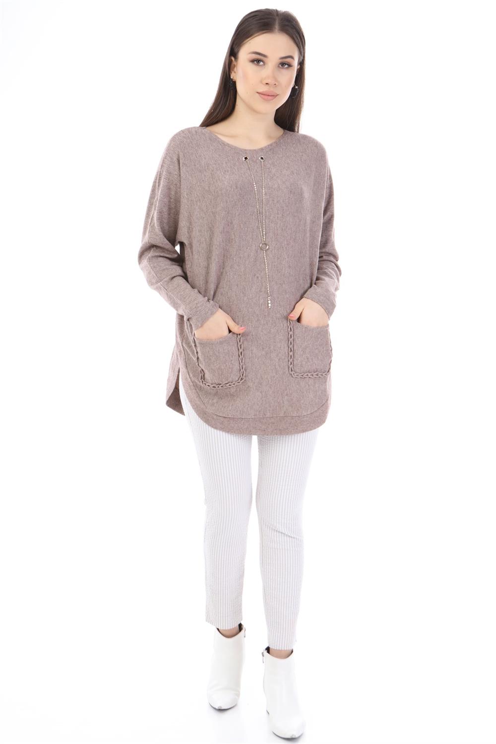 Garmi Kadın Kolye Detay Triko BEIGE