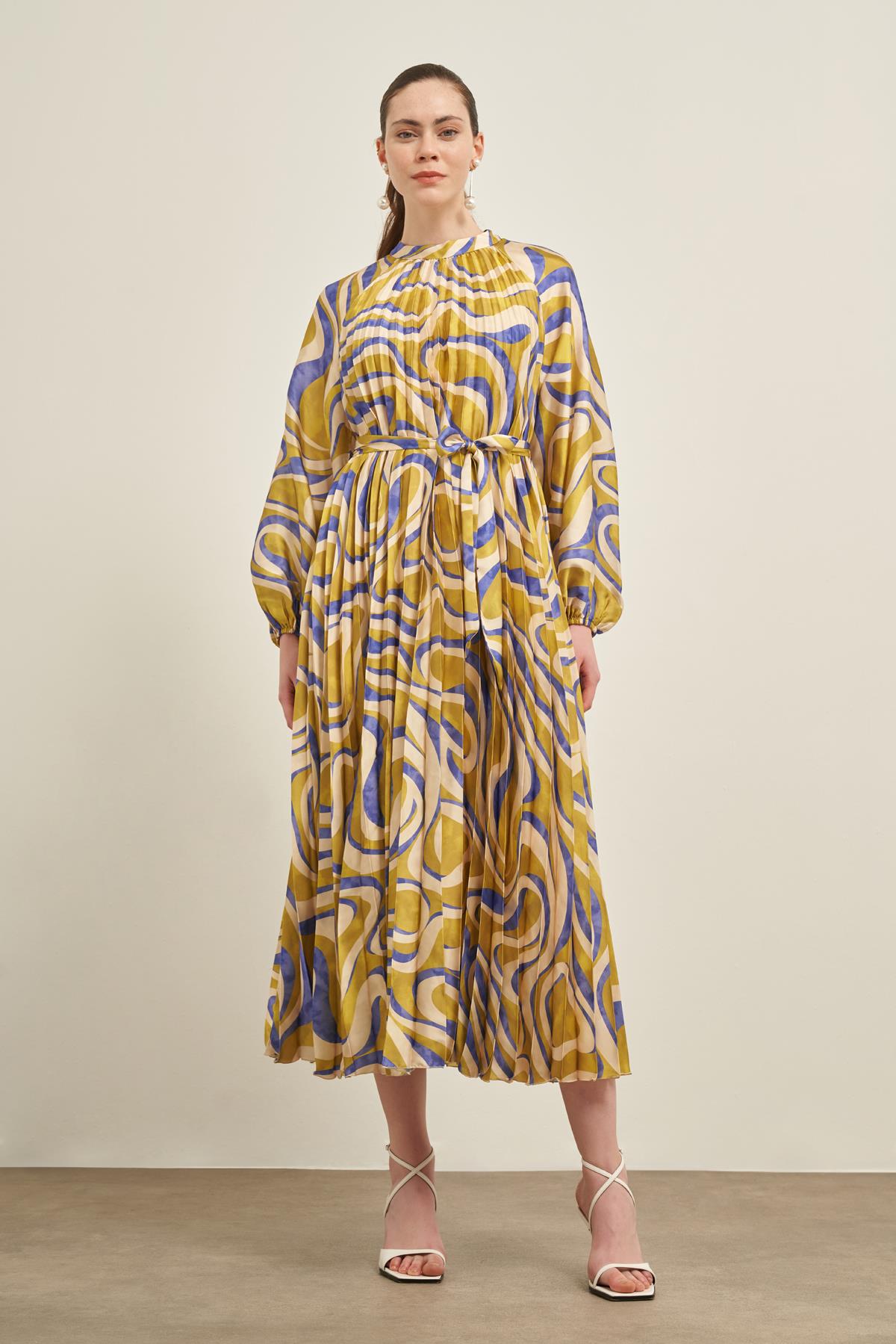 Garmi Kadın Saten Plise Elbise Lila