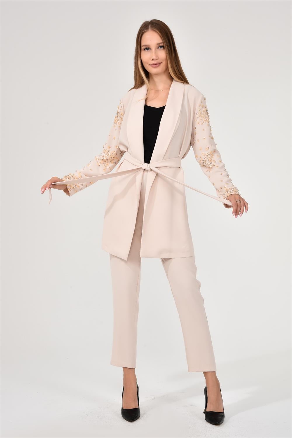 Kadın Abaya İkili Takım BEIGE