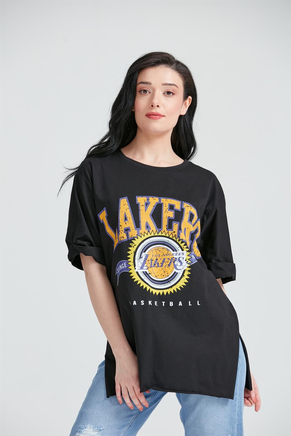 Kadın Baskılı T-Shirt Siyah