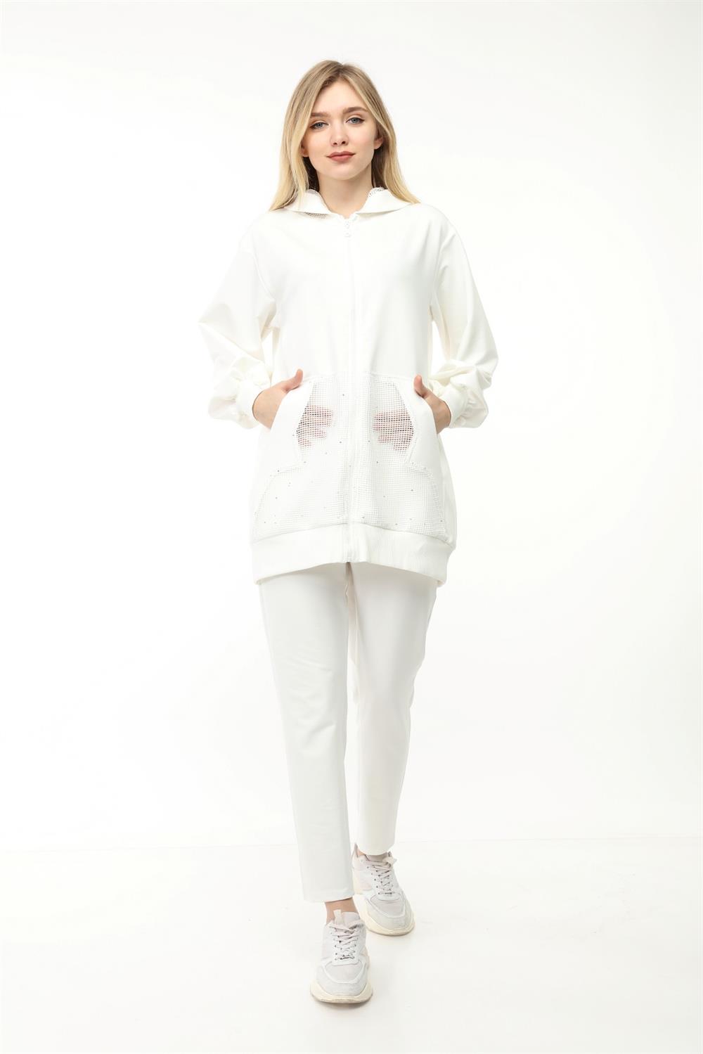 Kadın Cep Detay Takım EKRU