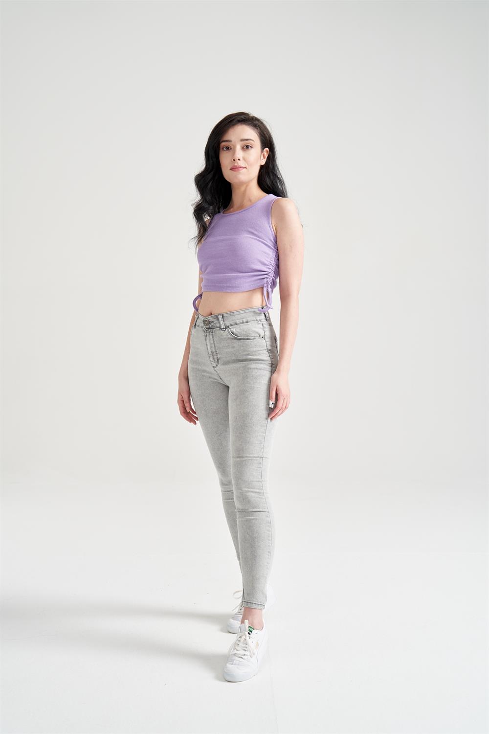 Kadın Dar Kalıp Slim Fit Jean Gri