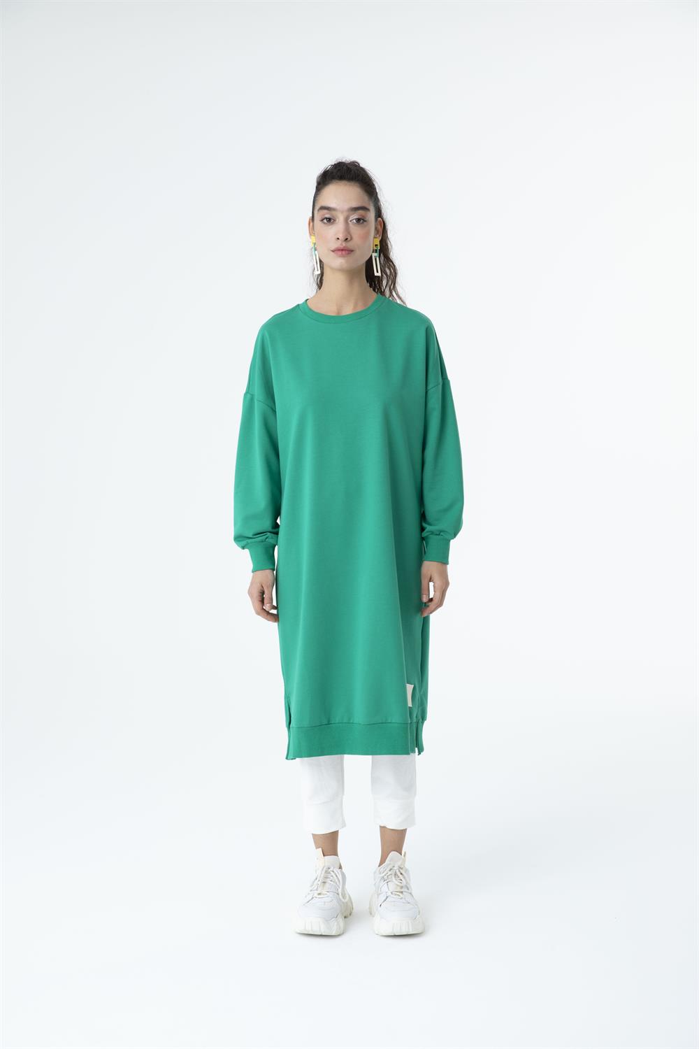 Kadın Düz Renk Uzun Boy Sweat Tunik Benetton