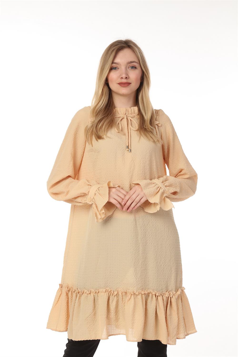 Kadın Fırfır Detaylı Tunik BEIGE