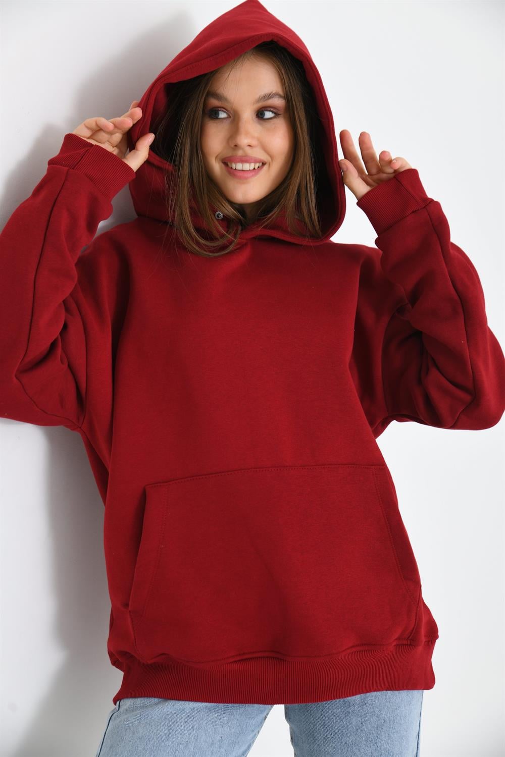 Kadın İçi Şardonlu Sweatshirt BORDO