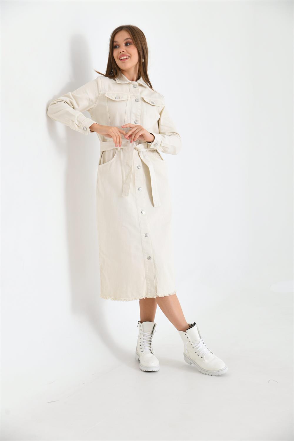 Kadın Jean Elbise BEIGE