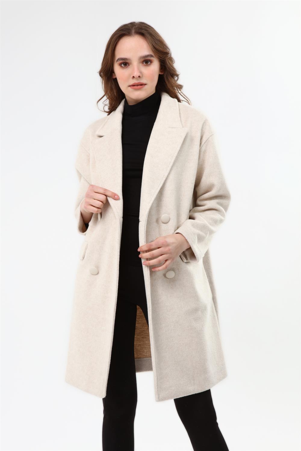 Kadın Kaşe Kaban BEIGE
