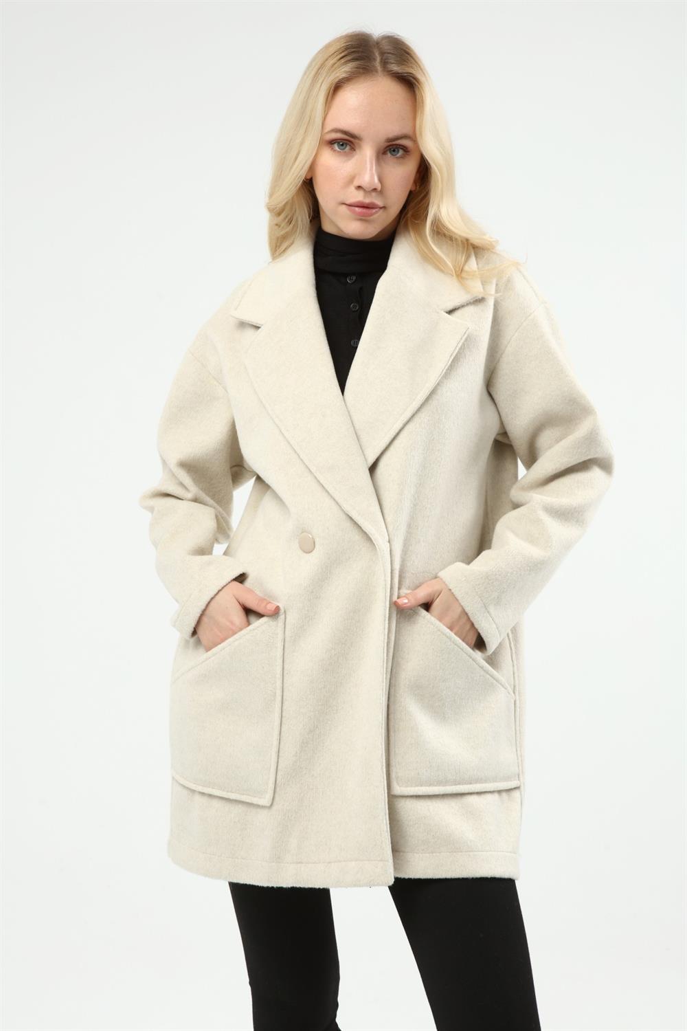 Kadın Kaşe Kaban BEIGE