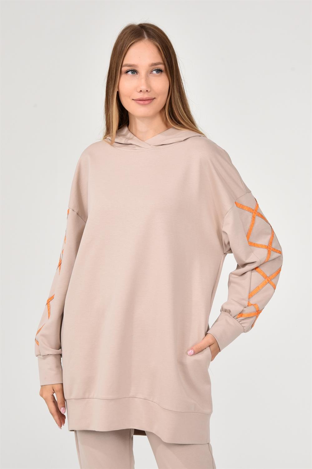 Kadın Kolları Aksesuarlı Takım BEIGE