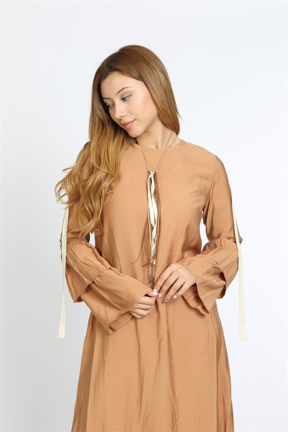 Kadın Kolye Detaylı Elbise CAMEL