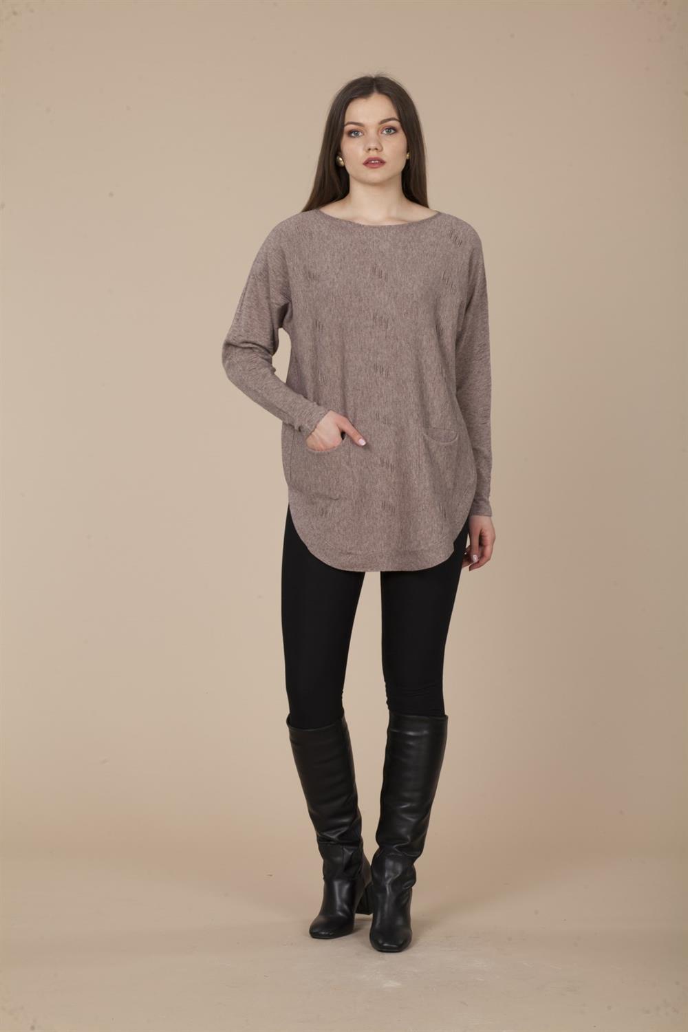 Kadın Önü Cepli Tunik BEIGE