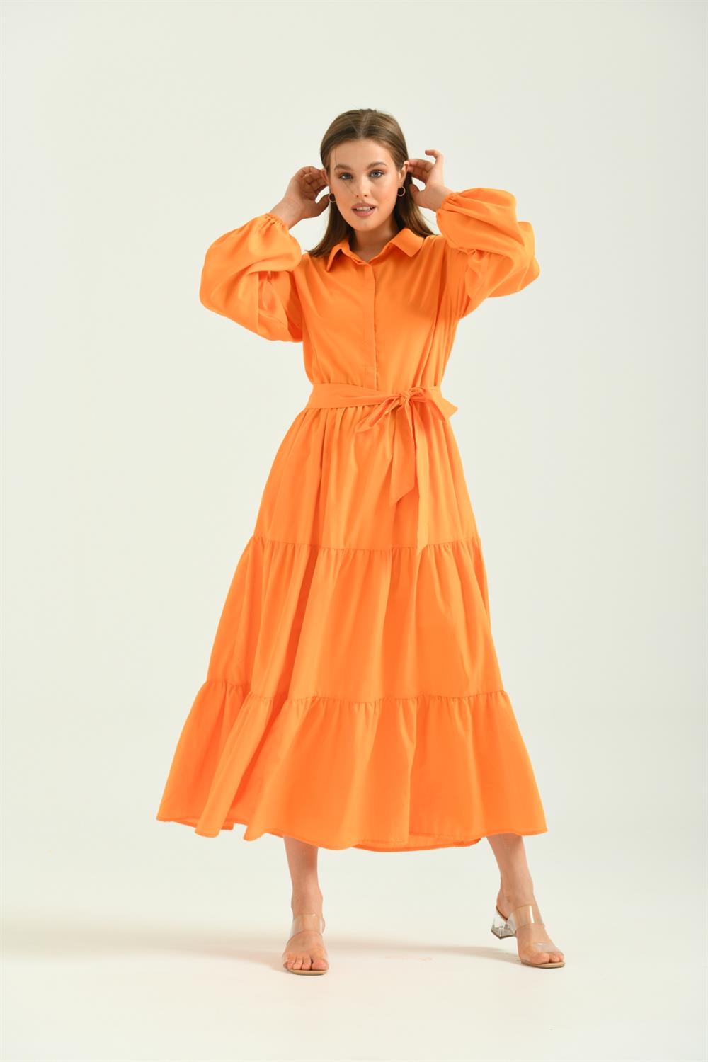 Kadın Poplin Elbise ORANGE