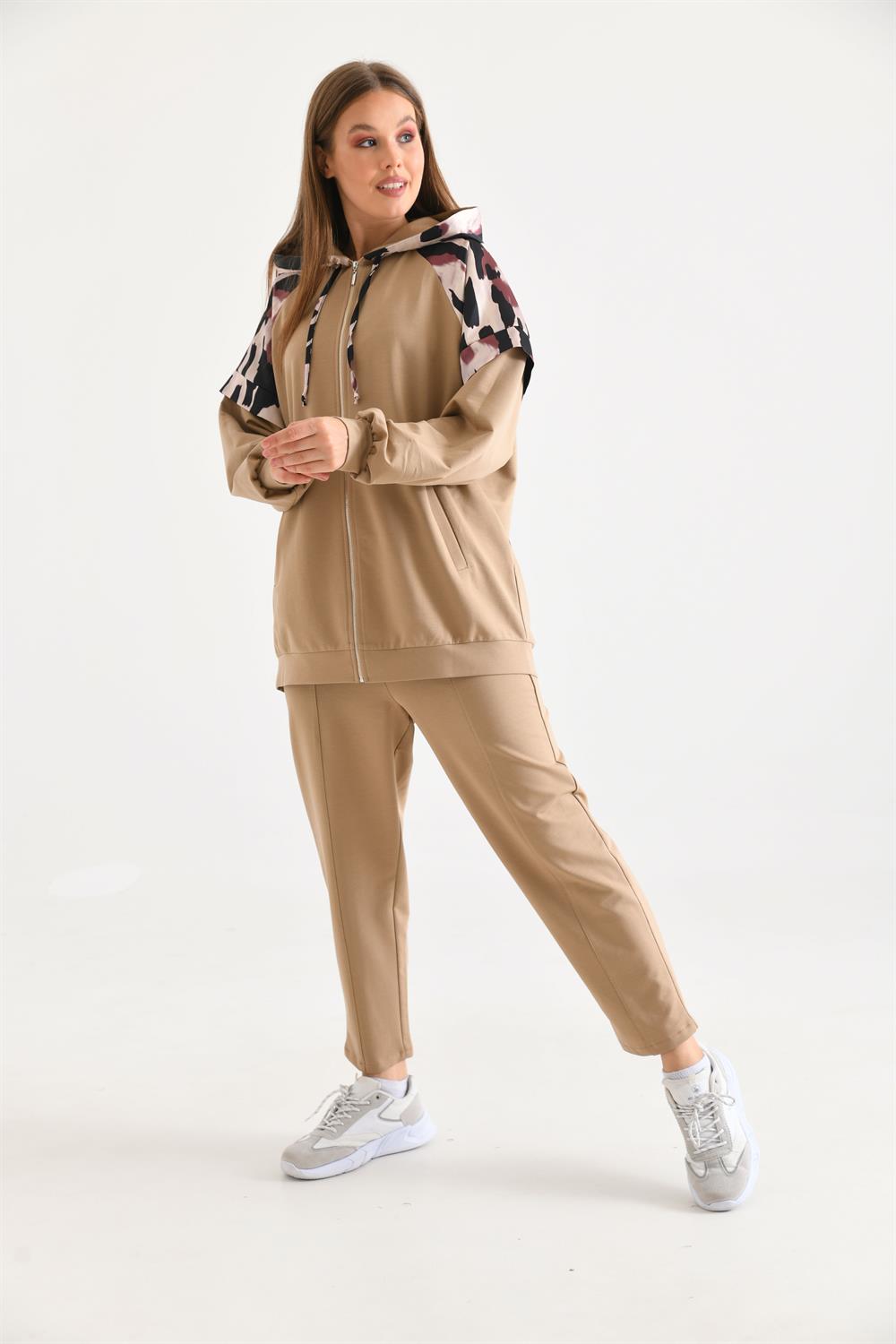 Kadın Saten Detay İki İp Takım BEIGE
