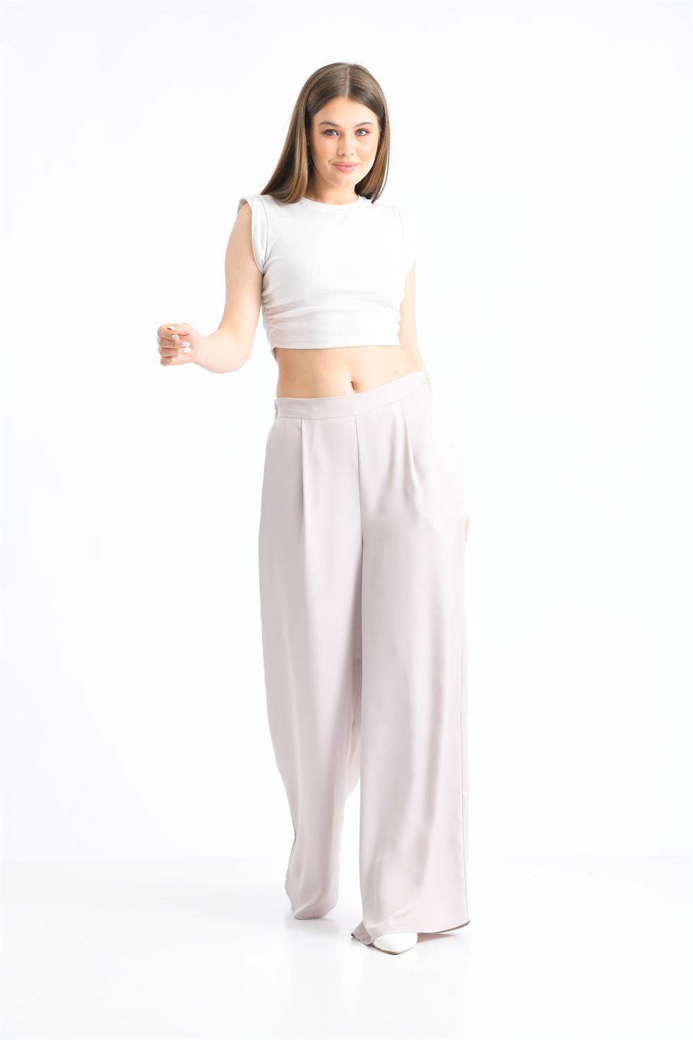 Kadın Saten Pantolon BEIGE