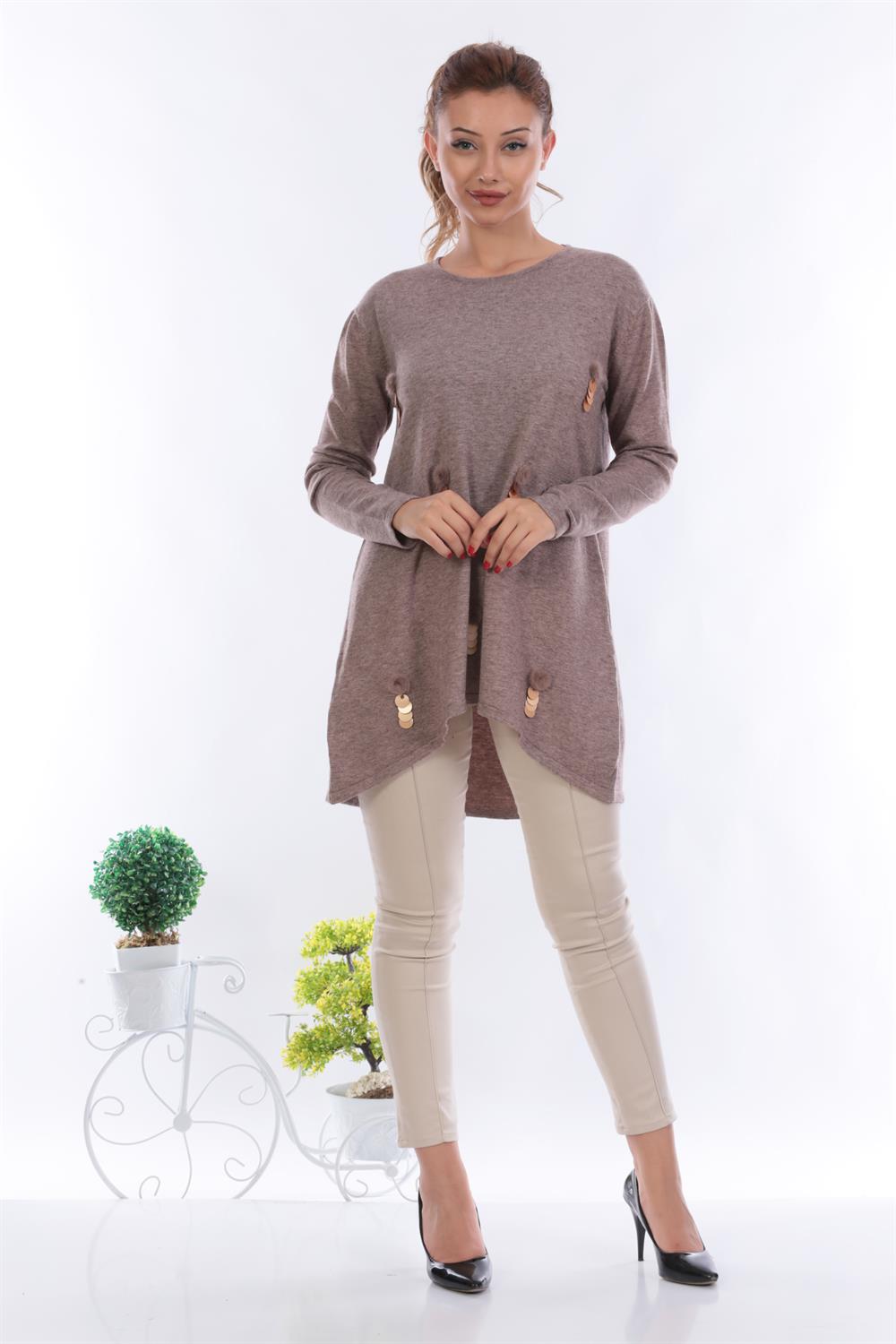 Kadın Tüy Detay Triko BEIGE