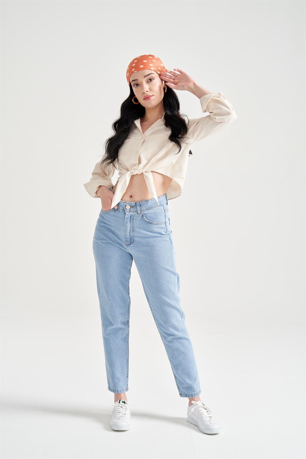 Kadın Yüksek Bel Boyfriend Jean BuzMavi