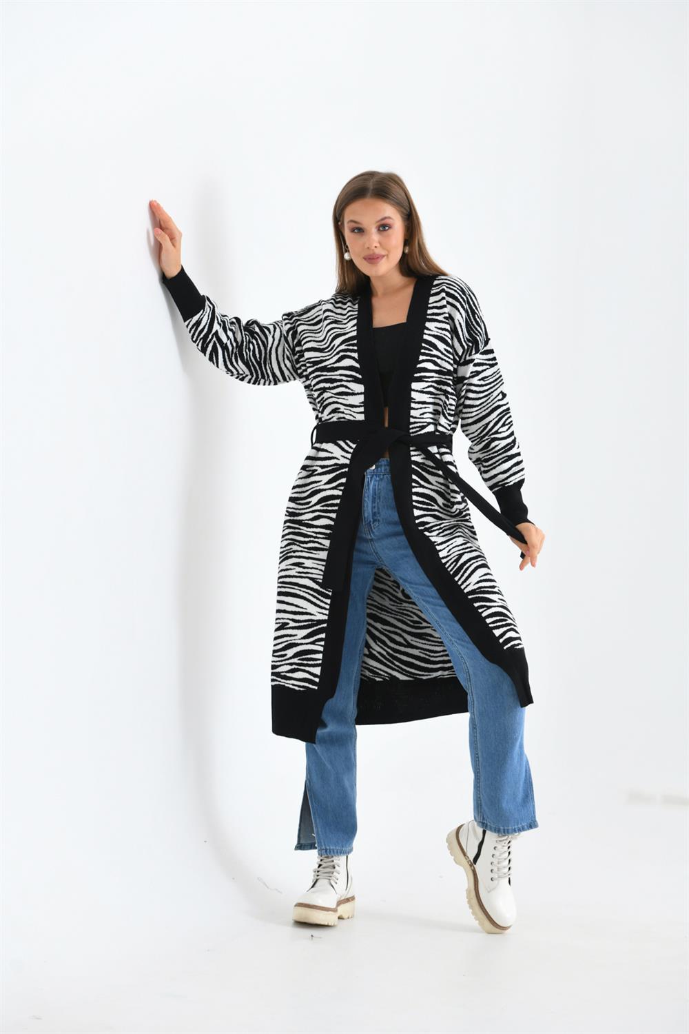 Kadın Zebra Desen Giyçık SİYAH