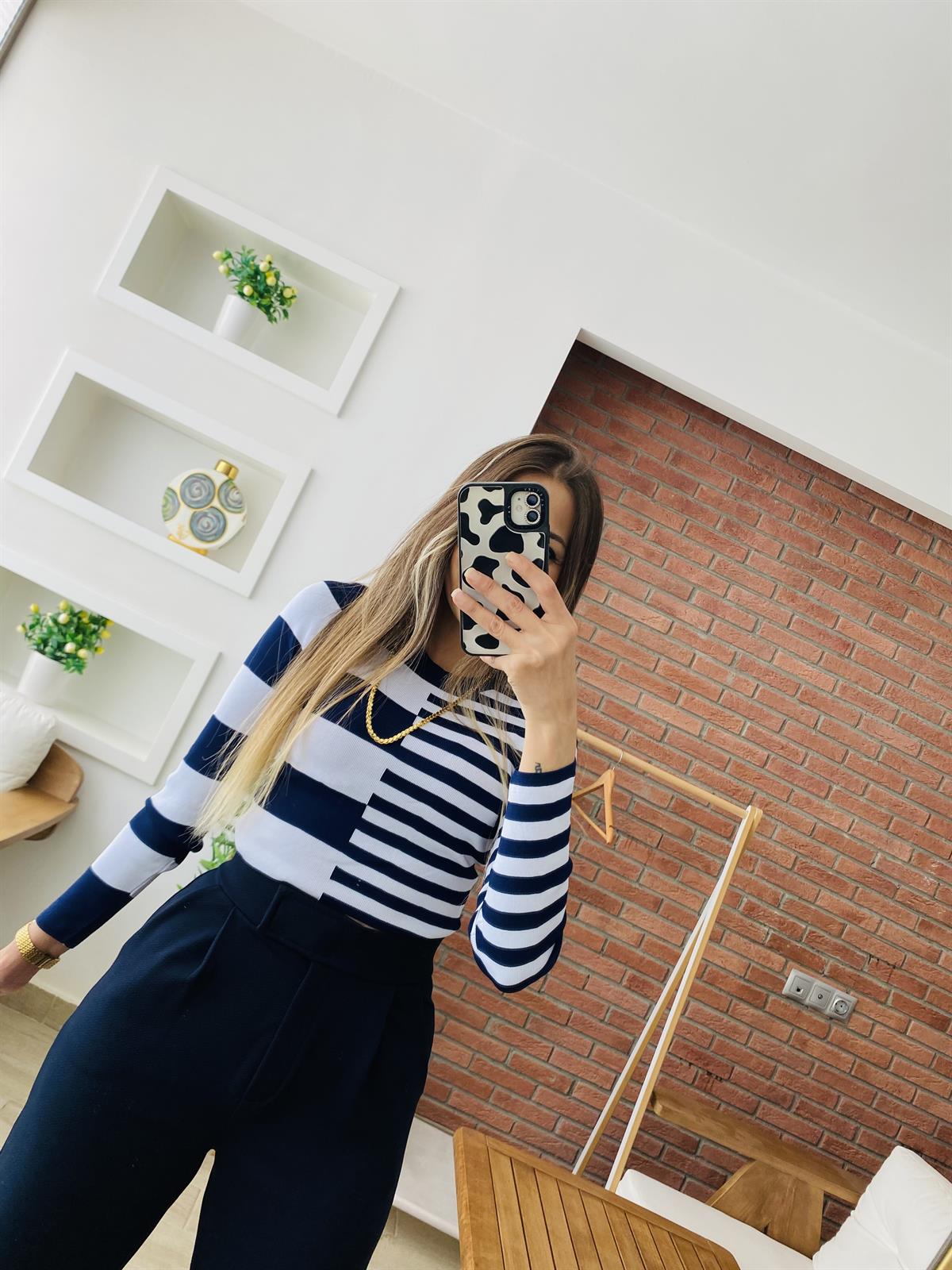 Laci Çizgili Crop
