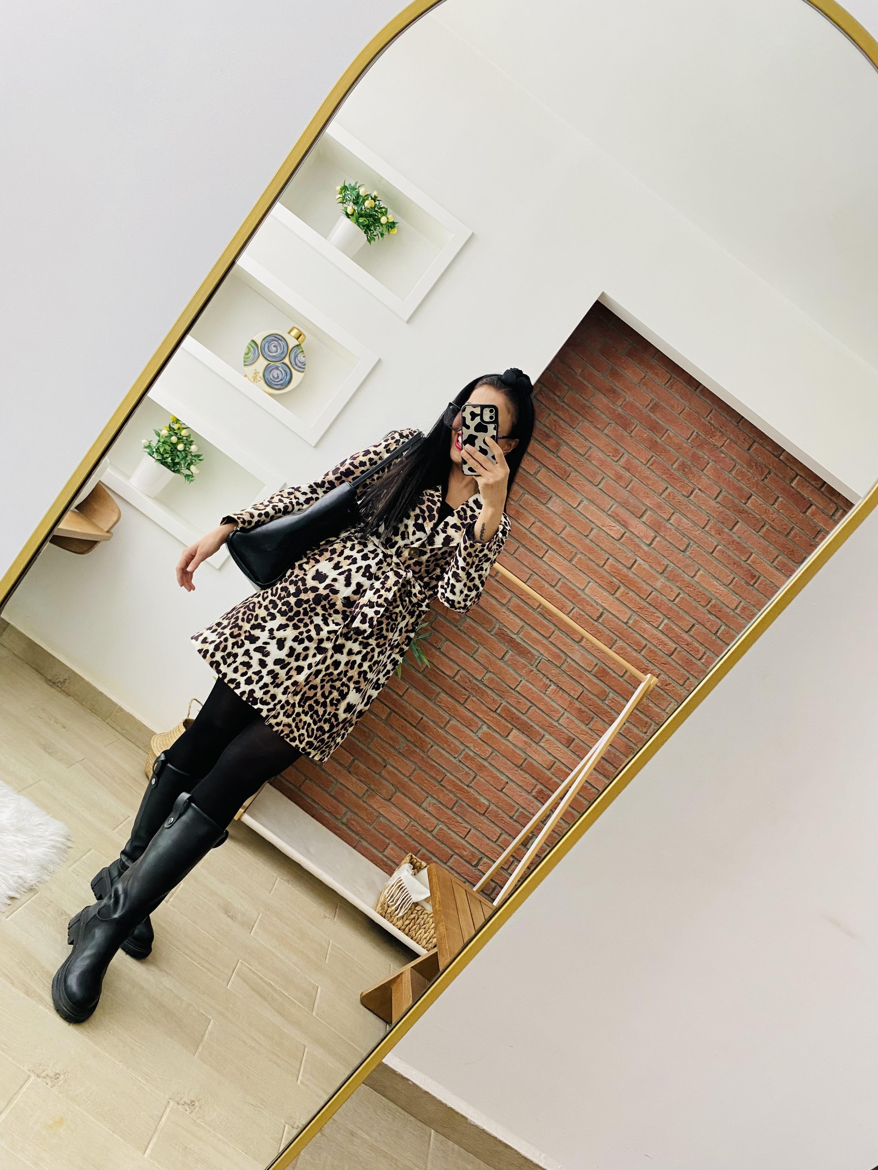 Leopar Astarlı Trenç
