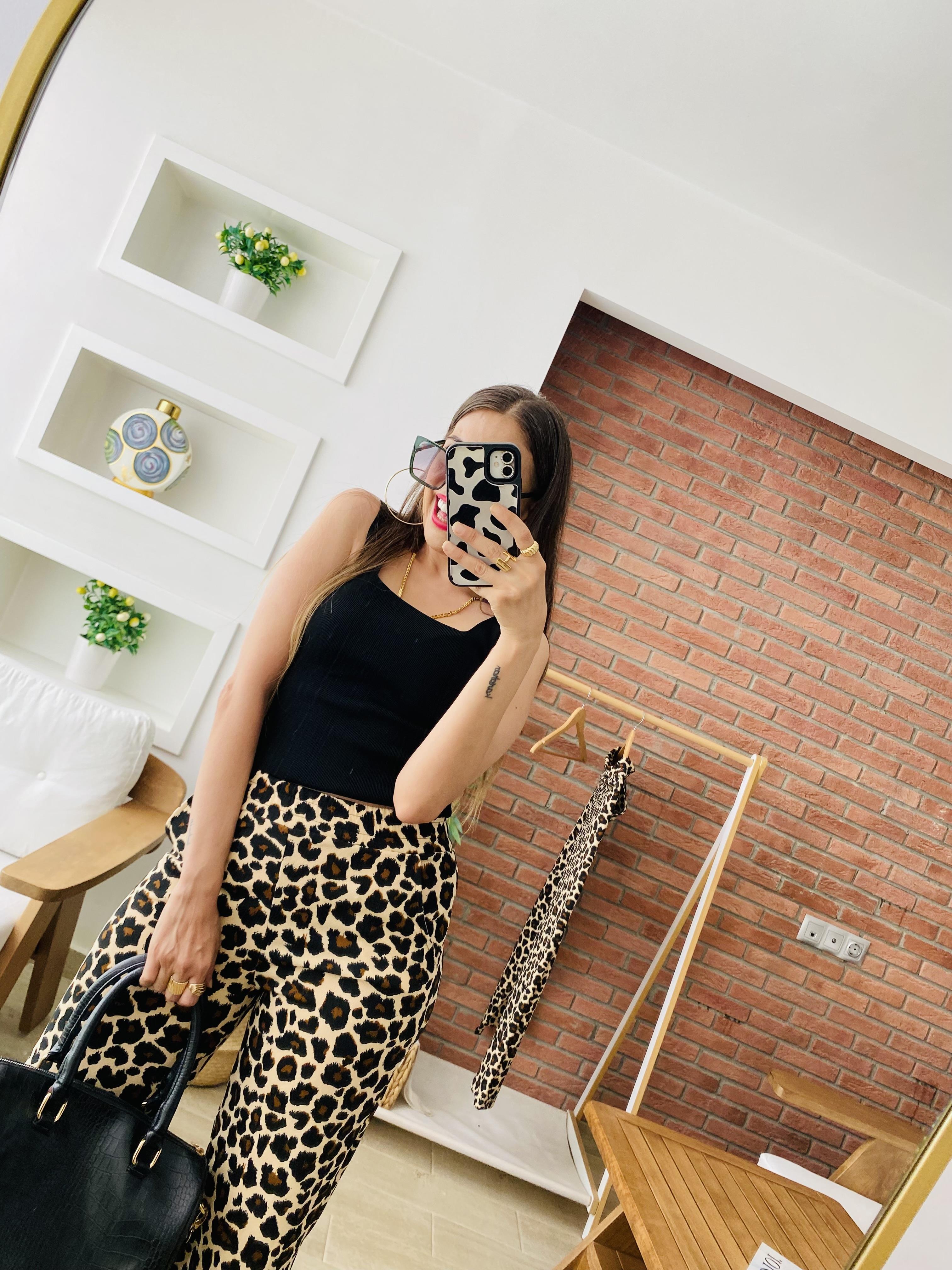 Leopar Crep Pantolon