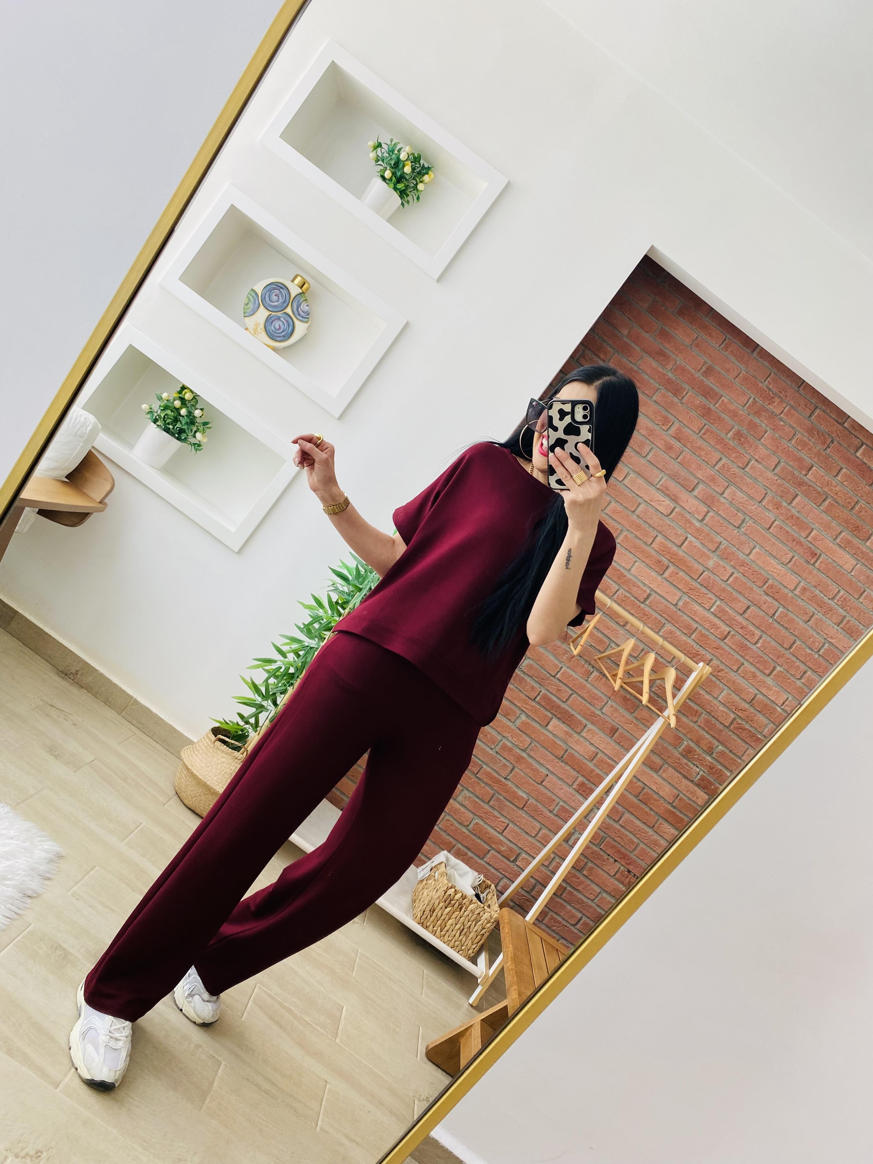 Modal Kumaş Bordo Takım
