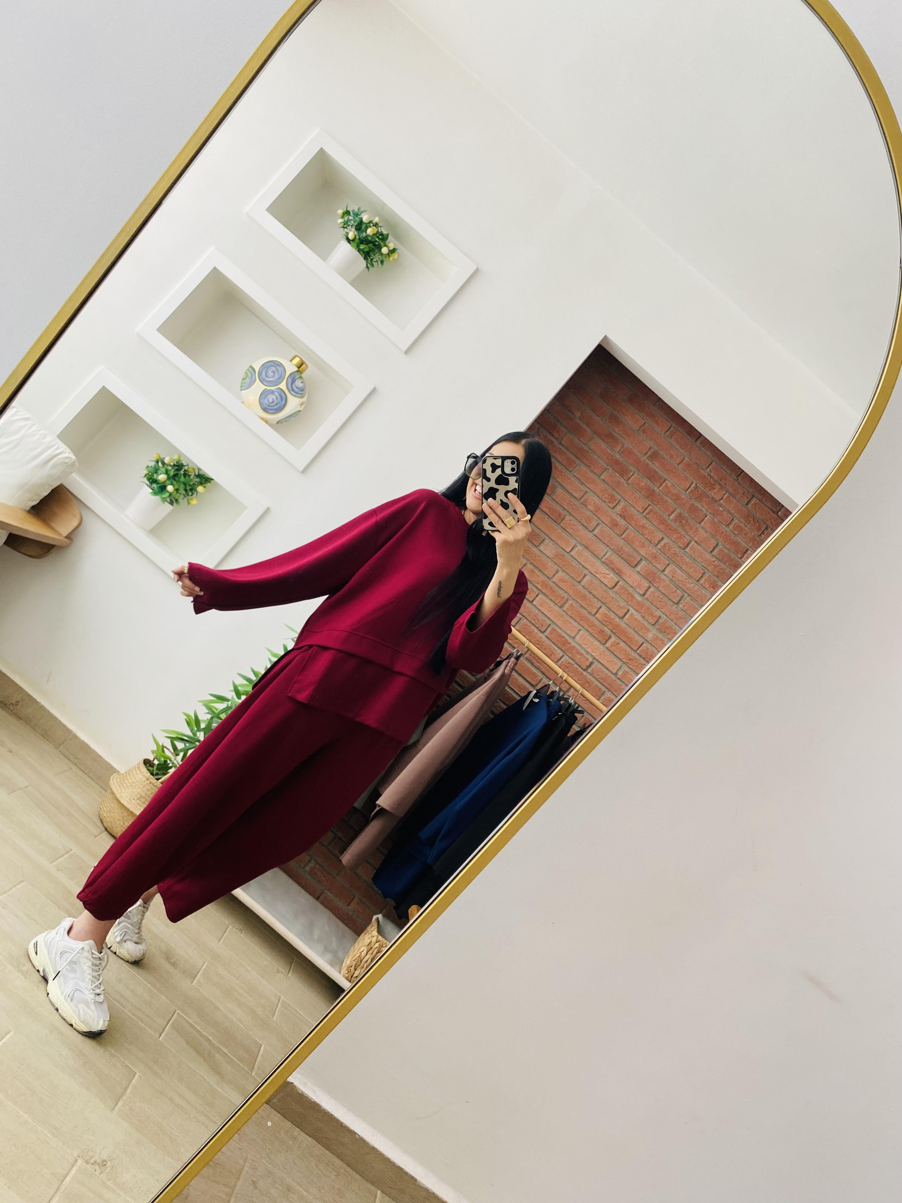 Yeni Model Bordo Şalvar Takım