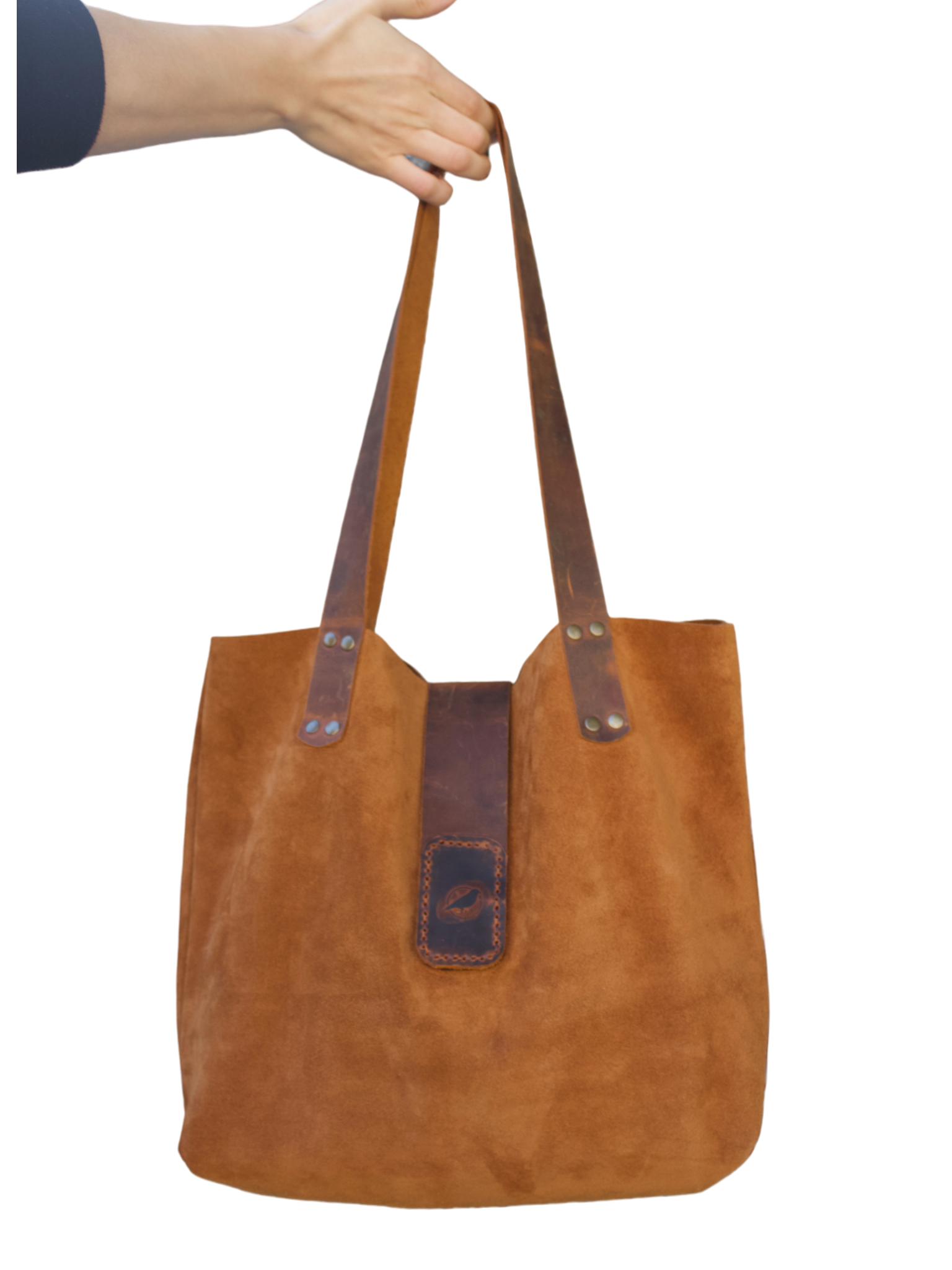 XL SÜET DERİ TOTE ÇANTA - Taba 