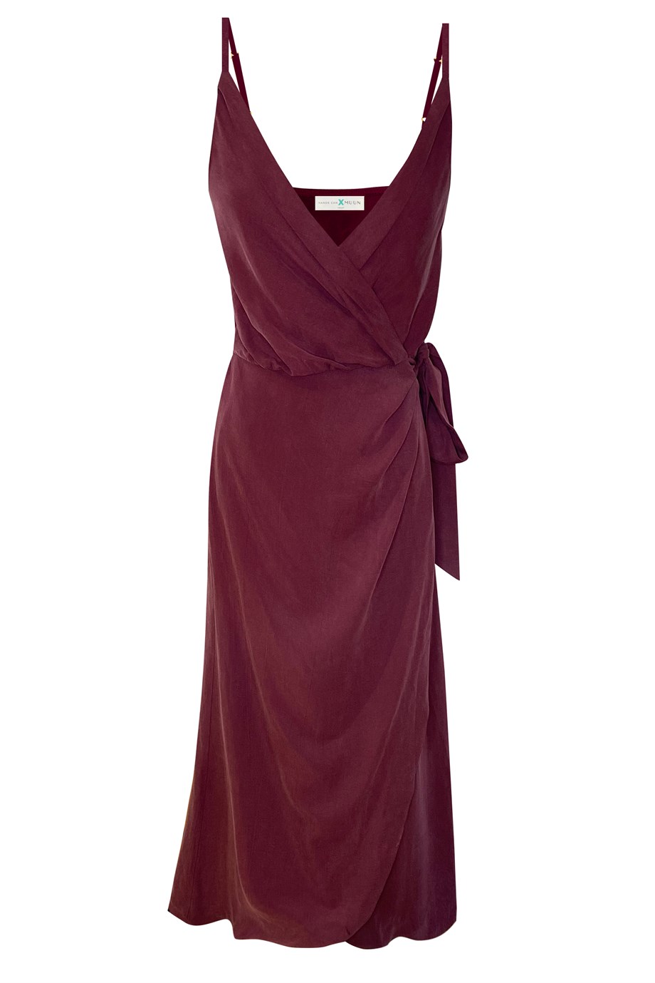 Wrap Midi Dress in Burgundy Ivy