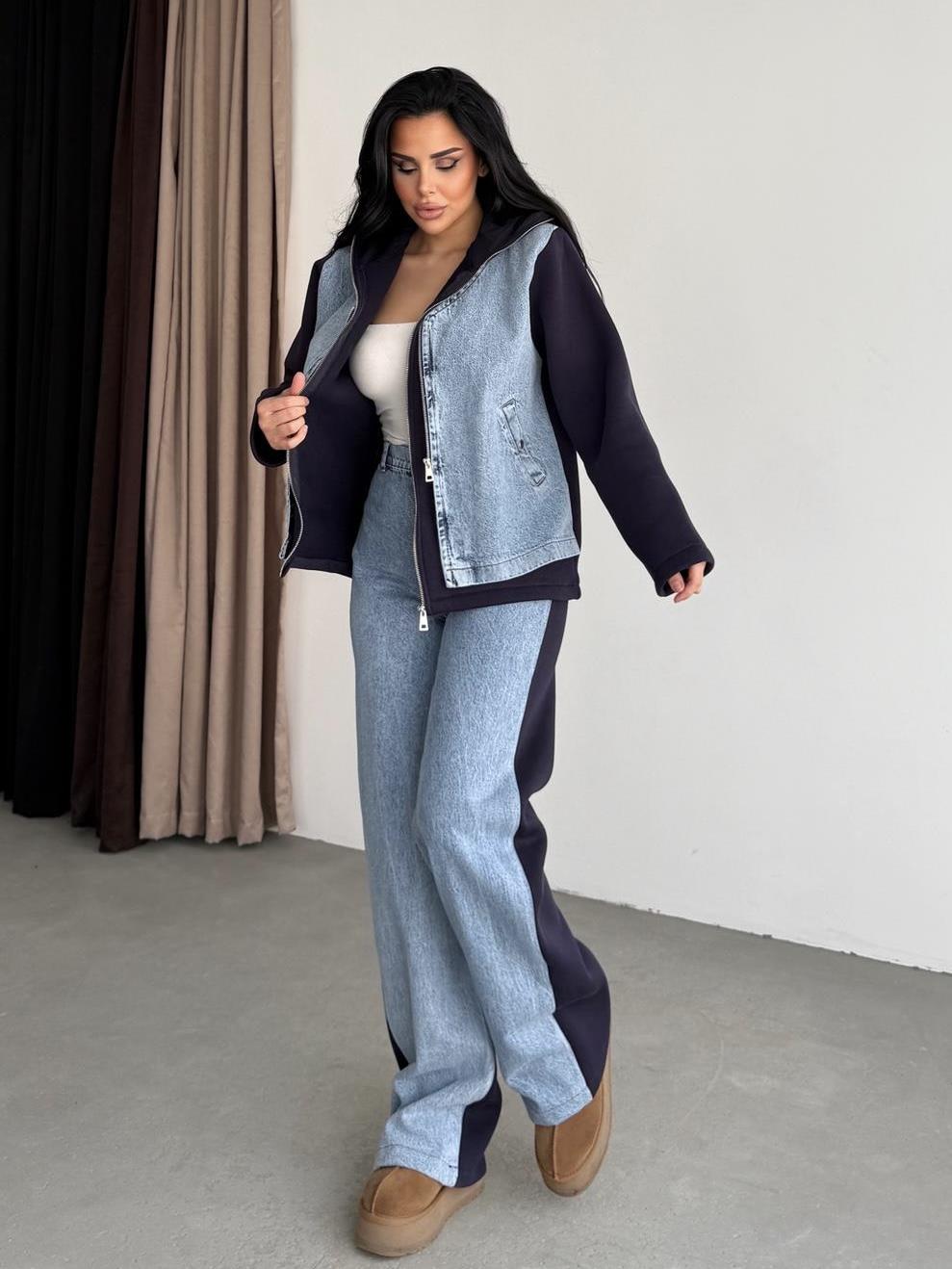 Alias Denim Detaylı Tasarım Takım Siyah